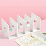 Transparent Acrylic L-Type Bookend Four-Shelf Desktop File Storage Display Bookshelf Office Organizational Tool for Home Use - Image 2