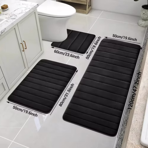3 Pcs Bathroom Rug Set Soft Foot Mat Absorbent Memory Foam Dry Fast Non-slip Floor Kitchen Shower Room Doormat Toilet Floor Mat