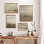 Moody Seascape Vintage Oil Painting Canvas Poster Neutral Coastal Gallery Wall Art Print Beach Landscape Pictures Nautical Decor - Image 6