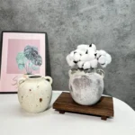 Ceramic Vase Retro Wabi Sabi Pottery Handmade Distressed Flower Vase Plant Container for Entryway Dining Room Bookshelf Rustic - Image 4