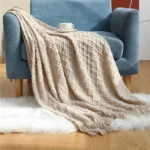 Textile City Faux Cashmere Sofa Blanket Cover Nordic Style Knit Plaid Throw Tassels Bedspread Golden Blanket for Spring Summer - Image 4