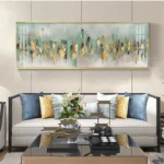 Big Size Abstract Green Gold Foil Canvas Painting Wall Art Oil Painting Printed Luxury Posters for Living Room Decor Cuadros - Image 2