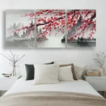 Modern Big Size Flowers Canvas Painting Abstract Dropshipping Plants Plum Blossom Wall Art Grey red Prints Home Decor Posters - Image 2