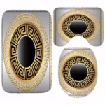 Luxury Black Gold Greek Key Meander Border Bath Rug Set Modern Geometric Ornate Bathroom Door Mat for Toilet Floor Carpet Decor - Image 5