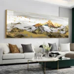 Big Size New Chinese Gold Mountain Canvas Painting Modern Luxury Landscape Posters Wall Pictures for Living Room Bedroom Decor