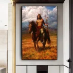 Abstract Native Indian riding Horse Figure Painting Canvas Posters and Prints Cuadros Art Wall Picture vintage room decor - Image 4
