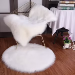 Plush Round Carpet Sheepskin Pink living Room Home Decor Bedroom Floor Cushion Mats For bedroom white area shaggy Fur Rugs - Image 4