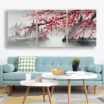 Modern Big Size Flowers Canvas Painting Abstract Dropshipping Plants Plum Blossom Wall Art Grey red Prints Home Decor Posters