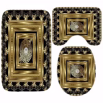 Luxury Black Gold Greek Key Meander Border Bath Rug Set Modern Geometric Ornate Bathroom Door Mat for Toilet Floor Carpet Decor - Image 2