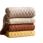 Textile City Faux Cashmere Sofa Blanket Cover Nordic Style Knit Plaid Throw Tassels Bedspread Golden Blanket for Spring Summer - Image 2