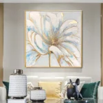 Abstract Floral White Gold Flowers American Style Canvas Painting Luxury Golden Posters Prints for Living Room Decor Wall Art - Image 2