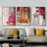 Modern Landscape Mediterranean Greece Italian Begonia Olive Tree Landscape Poster Canvas Paintings Wall Art Pictures Home Decor - Image 3