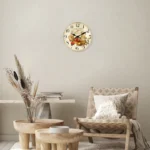 Retro Provence Olive Oil and Tomato Pattern Wooden Wall Clock Living Room Bedroom Kitchen Home Decoration Wall Clock Silent Quartz Clock Holiday Gift 10 Inches 12 Inches 14 Inches 16inch (Without Batteries) - Image 5