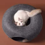 Cat Tunnel Nest Donut Cat Nest Cute Felt Cat Nest (60 * 60 * 28) /Cushion Dark gray - Image 5