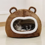 Funny Cat Bed Warm Pet House Soft Long Plush Kitten Lounger Cushion Small Dogs Tent Cave Beds For Cozy Cat House Mat Supplies - Image 4