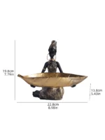 African Girl Holding a Plate Sculpture, Home and Office Decorative Storage Ornament, Vintage Collectible Craft Deskt Decor - Image 6