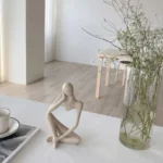 Nordic Living Room Decoration Sand Color The Thinker Abstract Sculpture Yoga Pose Figurine Home Desk Ornament - Image 3