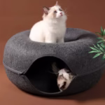 Cat Tunnel Nest Donut Cat Nest Cute Felt Cat Nest (60 * 60 * 28) /Cushion Dark gray - Image 2