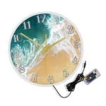 Tropical Ocean With Big Waves Scenery Wall Clock Nautical Home Decor Minimalist Wall Art Coastal Seashore Aerial Beach Clock - Image 3