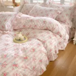 New Ruffles 100% Cotton Duvet Cover Set or Single Duvet Covers Floral Princess Style All Cotton Quilt Cover Queen Blanket Cover - Image 5
