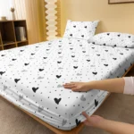 1 Piece of White Bottom Heart Love Patterned Matte Bedsheet, Bedroom Printed Bedspread, Bedding (Excluding Pillowcases) - Image 2