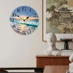 Beach Blue Wall Clocks Non Ticking Vintage Rustic Coastal Clock for Girl Boy Bedroom Bathroom Kitchen Living Room Office - Image 4