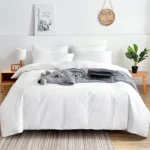 Solid color brushed duvet cover pillowcase set, Queen size simple high-end bedding set, corner strap design, not incuding sheet