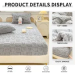 Jacquard Winter Thick Warm Coral Plush Mattress Cover High Elasticity Anti-Slip Breathable Suitable Bedroom Soft Bed Sheet - Image 3