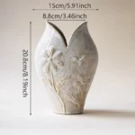 OasinRetro Ceramic Fish Vase Wabi Sabi Home Living Room Decoration Centerpiece Flower Container for Dried Flower Pampas Grass - Image 5