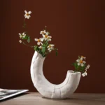 OasinNordic Ceramic Vase U Shape Pampas Grass Dried Flower Modern Art Table Living Room Decoration Interior Home Office Gift - Image 3