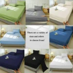 Waterproof Fitted Sheet Bedding Cover Bed Cloth Solid Color Mattress ,Soft Breathable Noiseless Bed Cover Deep Pocket Large size - Image 6