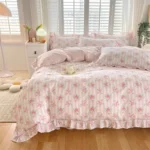 New Ruffles 100% Cotton Duvet Cover Set or Single Duvet Covers Floral Princess Style All Cotton Quilt Cover Queen Blanket Cover - Image 3