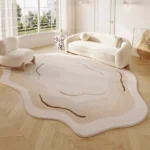 Cream Style Bedroom Decor Rug Irregular Shape Carpets for Living Room Thicken Anti-slip Lounge Floor Mat Home Fluffy Soft Carpet - Image 2