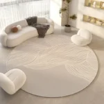 Custom Round Geometric Rug: Soft, Washable Cream Style Decor - Image 4