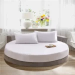 100% Cotton Round Fitted Bed Sheet Set or 1 Pcs Round Bed Sheet with Elastic Strap Pure Cotton Bedsheet and Pillowcases Hotel - Image 3