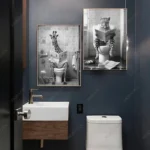 Alpaca Sitting on Toilet Funny Bathroom Animals Poster Print Canvas Painting Wall Art Humour WC Toilet Gift Home Room Decor - Image 4
