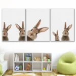 Kawaii Rabbit Canvas Printings Nordic Woodland Animal Poster Wall Art Brown Bunny Print Painting Pictures Kid Bedroom Decor - Image 3