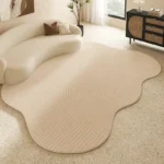Cream Style Living Room Decoration Solid Carpet Fluffy Soft Rugs for Bedroom Irregular Shape Plush Floor Mat Thick Cloakroom Rug - Image 4