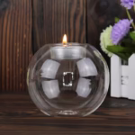 Clear Glass Tea Spot Candle Holder, Hollow Round Light, Living Room Decoration, Wedding Decoration, Home Decoration, 1PC - Image 3