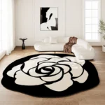 French Retro Living Room Decoration Carpet Irregular Flower Shape Floor Mat Light Luxury Rugs for Bedroom Washable Non-slip Rug - Image 4