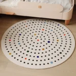 Cream Style Carpets for Living Room Thick Anti-slip Bedside Floor Mat Cute Round Bedroom Decor Plush Carpet Home Fluffy Soft Rug - Image 2