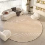 Custom Round Geometric Rug: Soft, Washable Cream Style Decor - Image 3