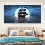 Modern Moonlight And Sailboat Posters And Prints Ocean Seascape Canvas Painting Full Moon Pictures for Living Room Decortion - Image 5