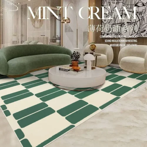 Light Luxury Carpets for Living Room Large Area Bedroom Decor Bedside Carpet Home Vintage Green Floor Mat Washable Lounge Rug