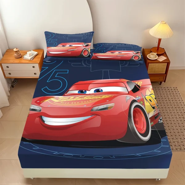 Lightning McQueen 100% Polyester With Pillowcas Bedding Set Fitted Sheet Bed Cover Full 3D Printed Children'S