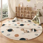 Charming Cartoon Rugs: Fluffy Washable Kids' Round Mat - Image 3