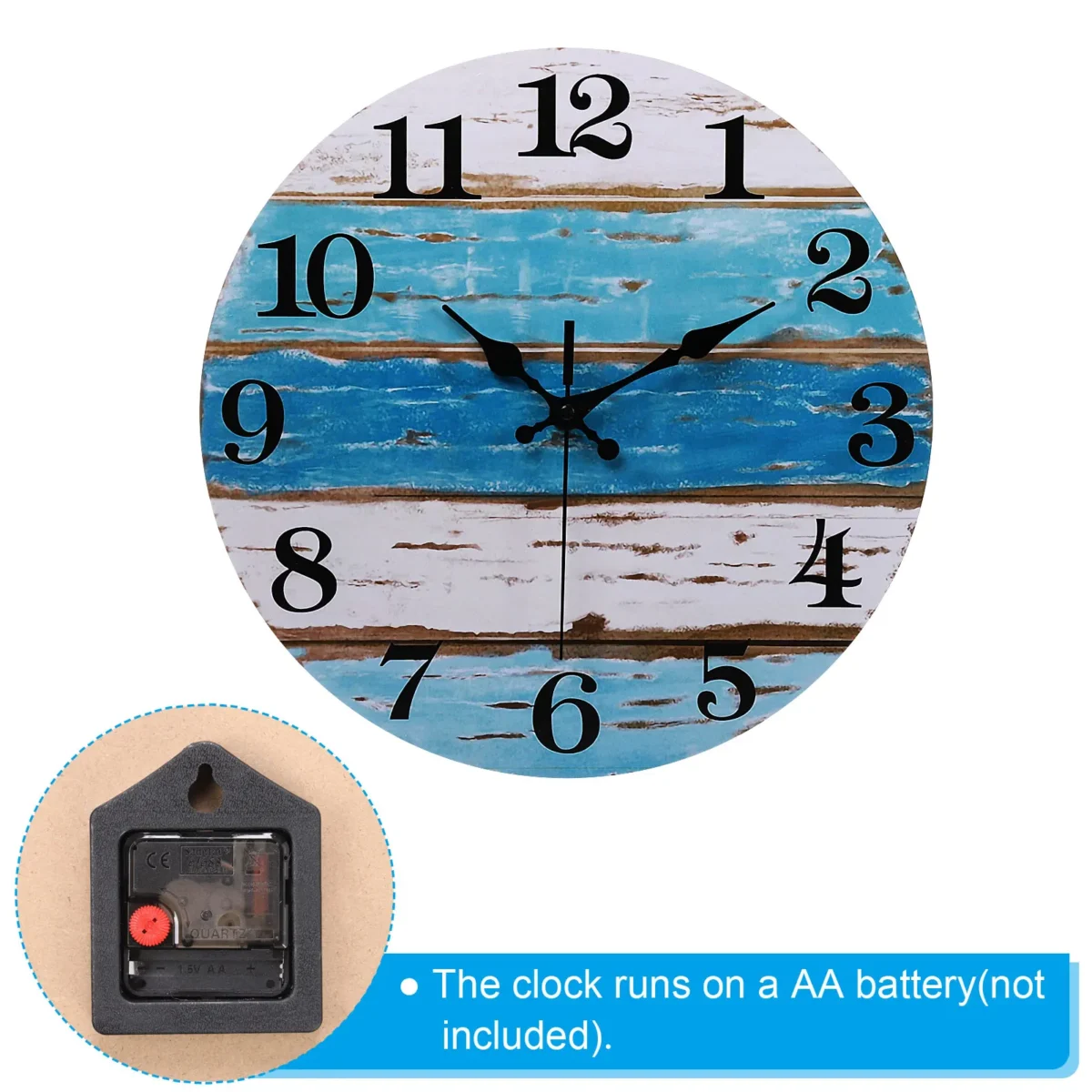 12 Inch Wall Clock Quartz Silent Non-Ticking Round Wooden Wall Clocks Retro Decorative For Bathroom Home Living Room Bedroom - Image 4
