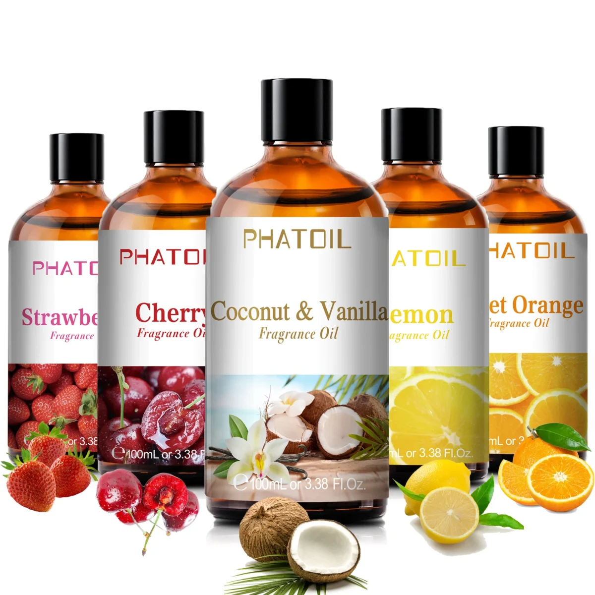PHATOIL 100ml Aromatherapy Fragrance Oil Coconut & Vanilla Strawberry Cherry 2PCS/1PCS Aroma Oils For Diffuser Candle Making - Image 1