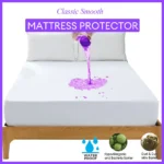 smooth Mattress Protector Fitted Sheet Wateprroof Mattress Cover Anti Mites & Washable Bed Protector