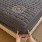 WOSTAR Thicken quilted mattress protector cover solid embroidery luxury double bed elastic fitted sheet style bed protection pad - Image 5